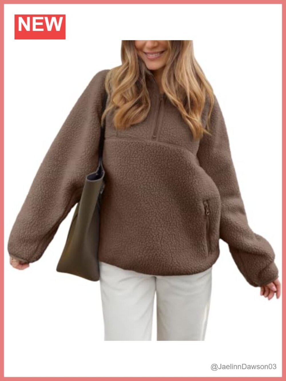 Sherpa Fleece Half Zip Pullover Funnelneck Kangaroo Pocket Women's Jacket